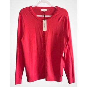 Calvin Klein Pinkish Red Long Sleeve Buttoned Sweater Cardigan Large NWT